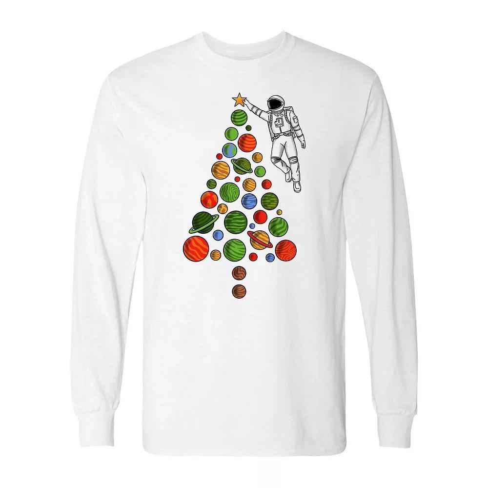 Men's Space Christmas Long Sleeve Graphic Tee, Size: XXL, Black Product Image