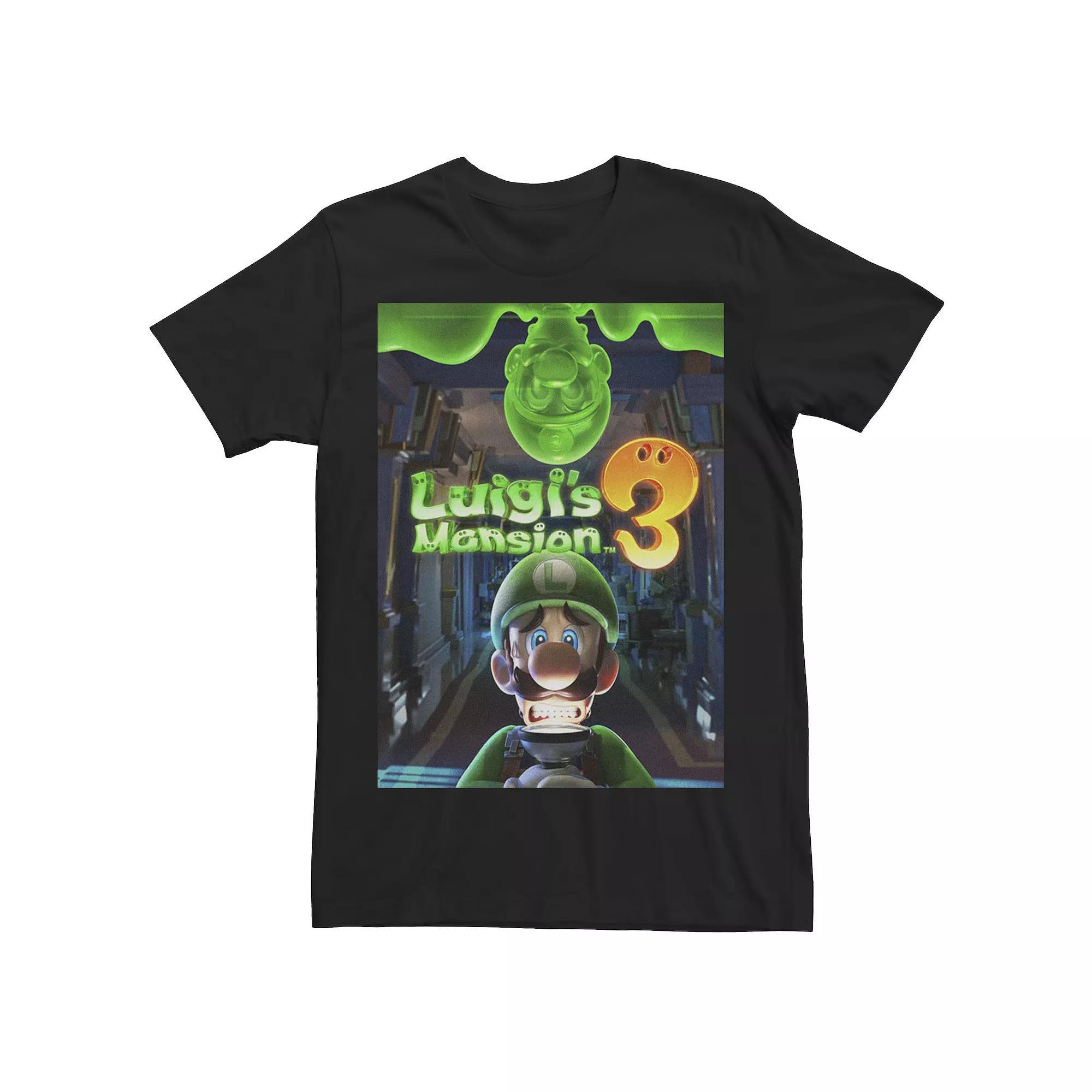 Men's Luigi's Mansion 3 Luigi Poster Graphic Tee, Size: Large, Black Product Image