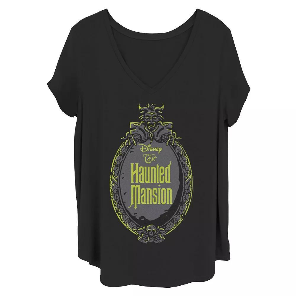 Disney's The Haunted Mansion Women's Gargoyle Candles Roses V-Neck Tee, Girl's, Size: 3XL, Black Product Image