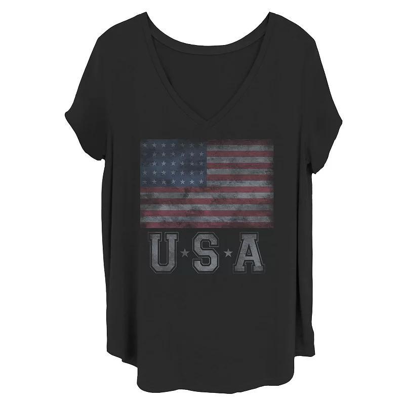 Juniors Plus Size U.S.A. American Flag Tee, Girls Product Image