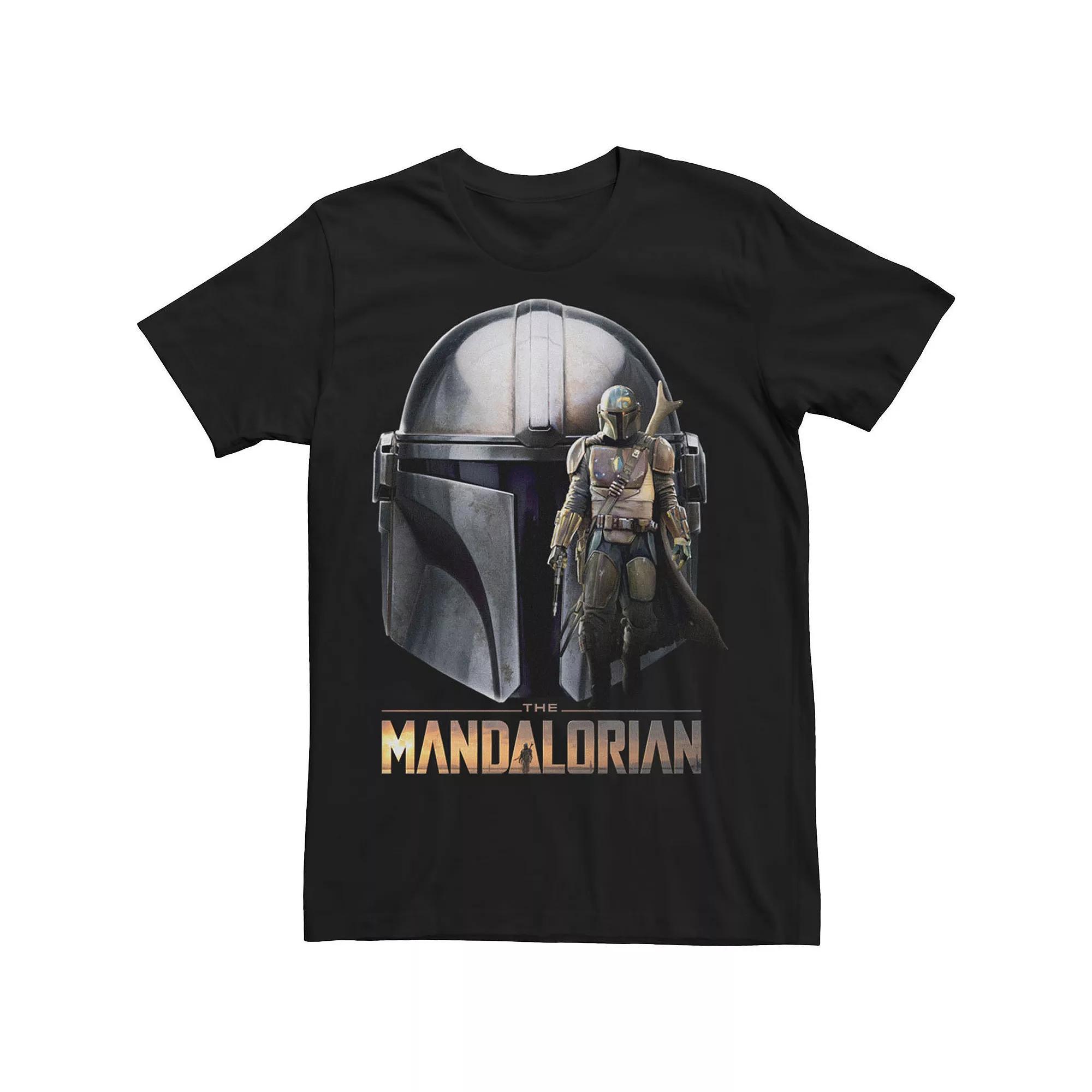 Big & Tall Star Wars The Mandalorian Helmet Portrait Mashup Tee, Men's, Size: 5XL, Black Product Image