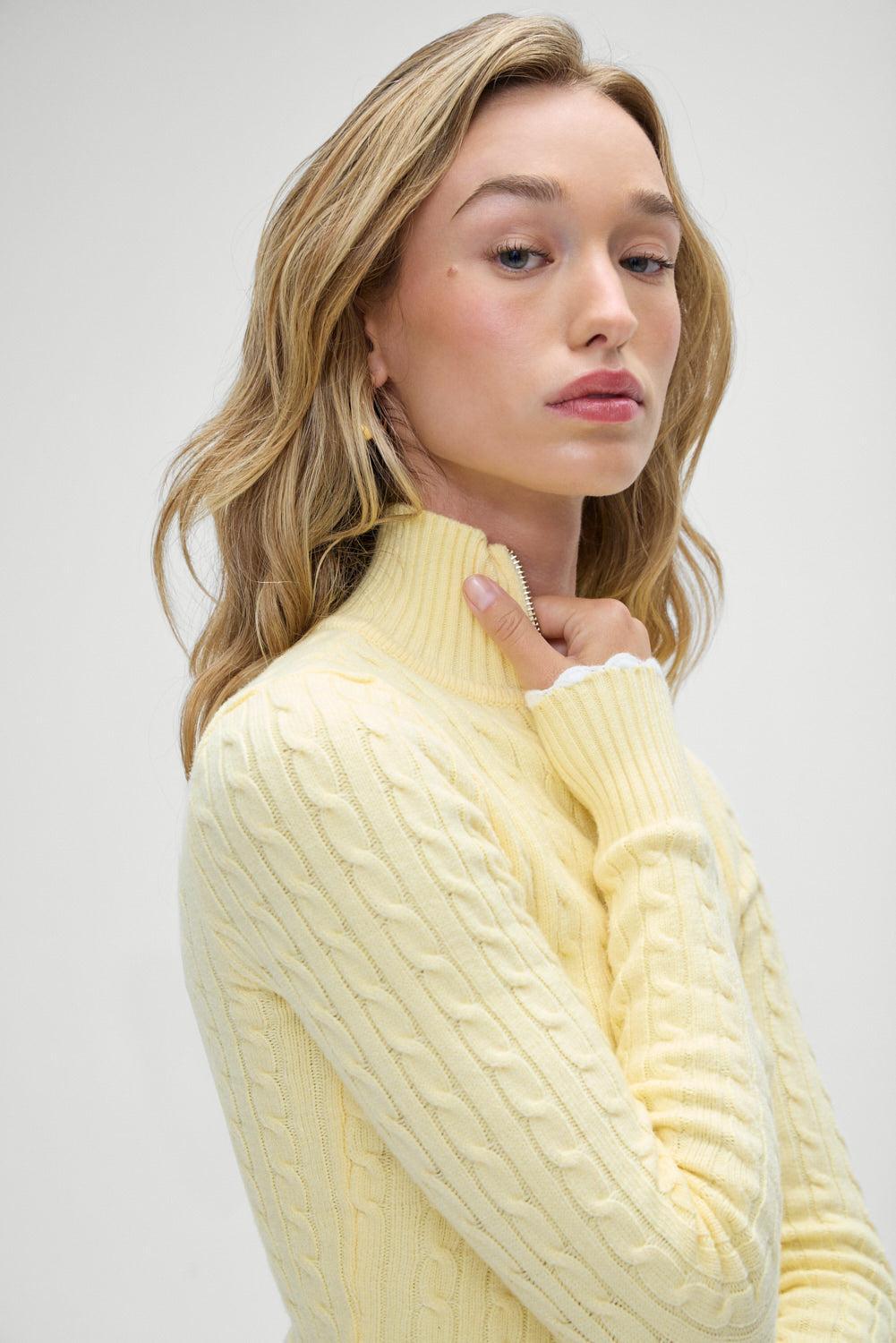 Carter Cable Knit Sweater - Vanilla Sugar Product Image