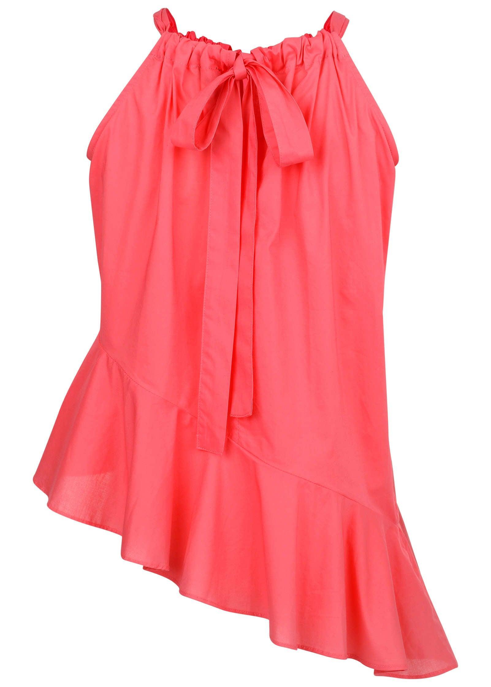 Poplin Ruffle Hem Tank  - Coral Product Image