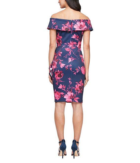 Alex Evenings Off-the-Shoulder Floral Print Sheath Dress Product Image