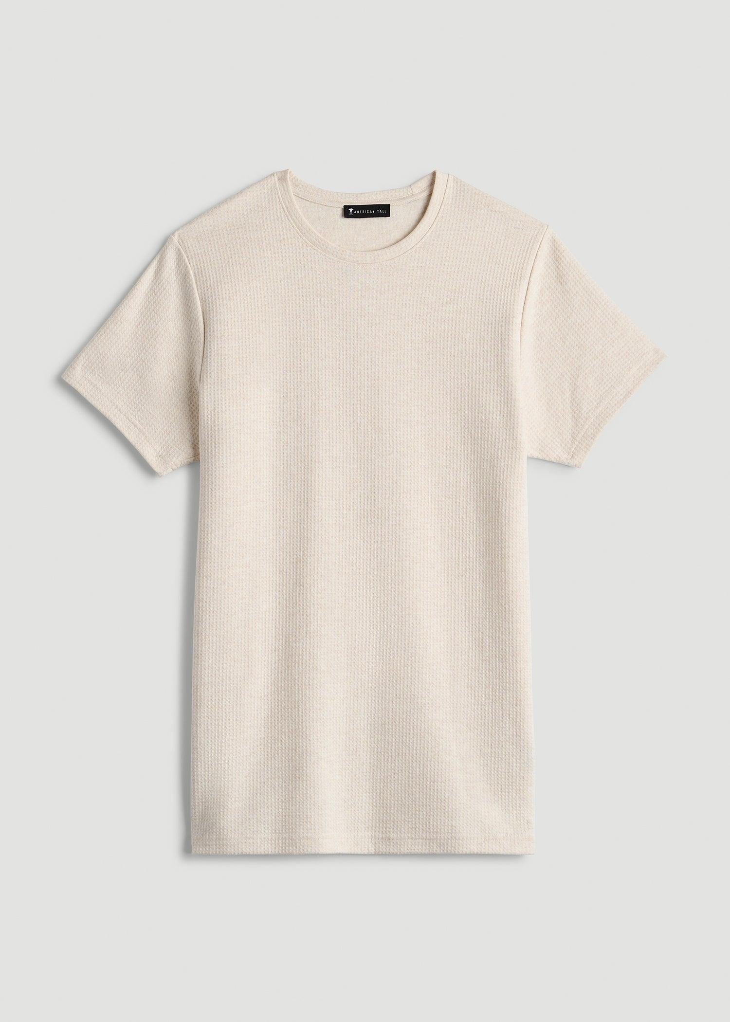 Cloud Knit Waffle Short Sleeve Tee for Tall Men in Heathered Oatmeal Product Image