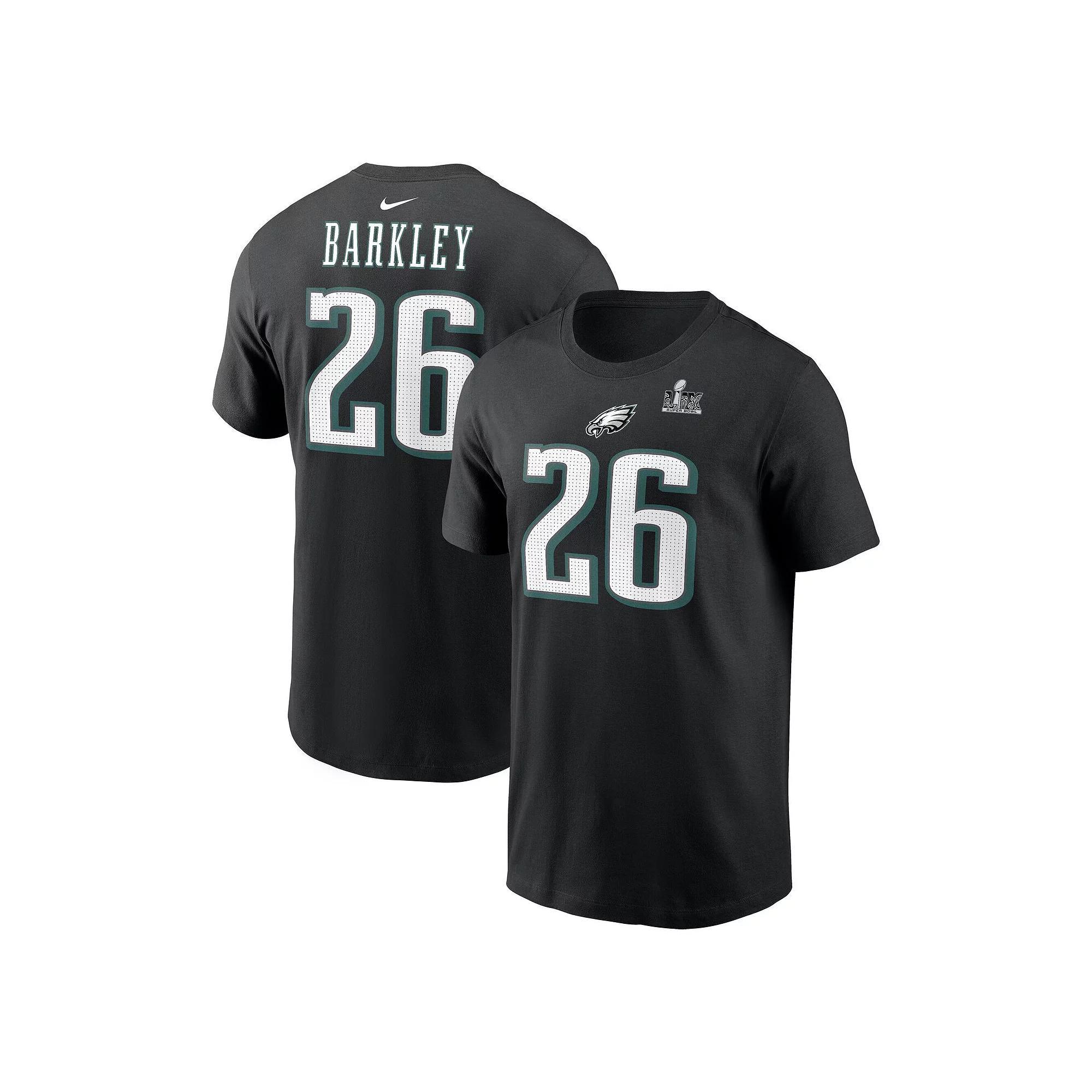 Men's Nike Saquon Barkley Black Philadelphia Eagles Super Bowl LIX Name & Number T-Shirt, Size: 2XL Product Image