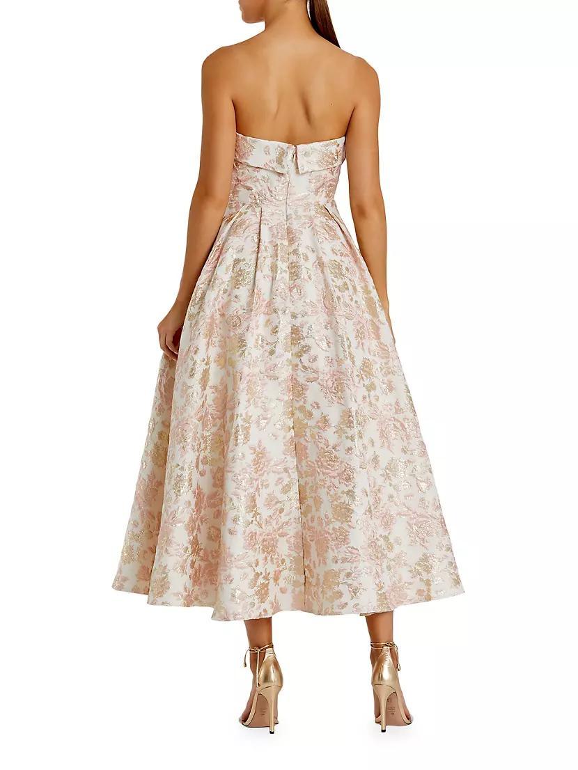 Floral Brocade A-Line Strapless Cocktail Dress Product Image