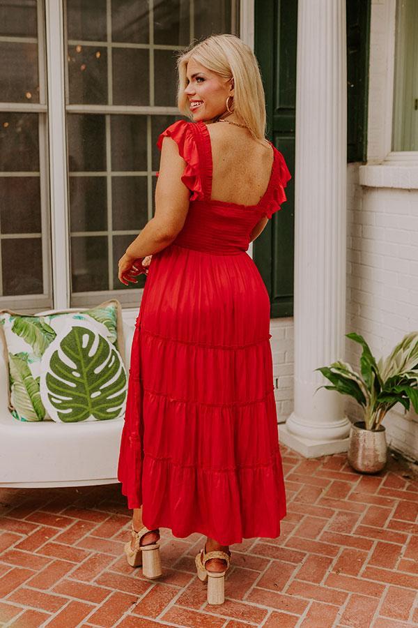 Napa Valley Retreat Smocked Midi In Red Curves Product Image