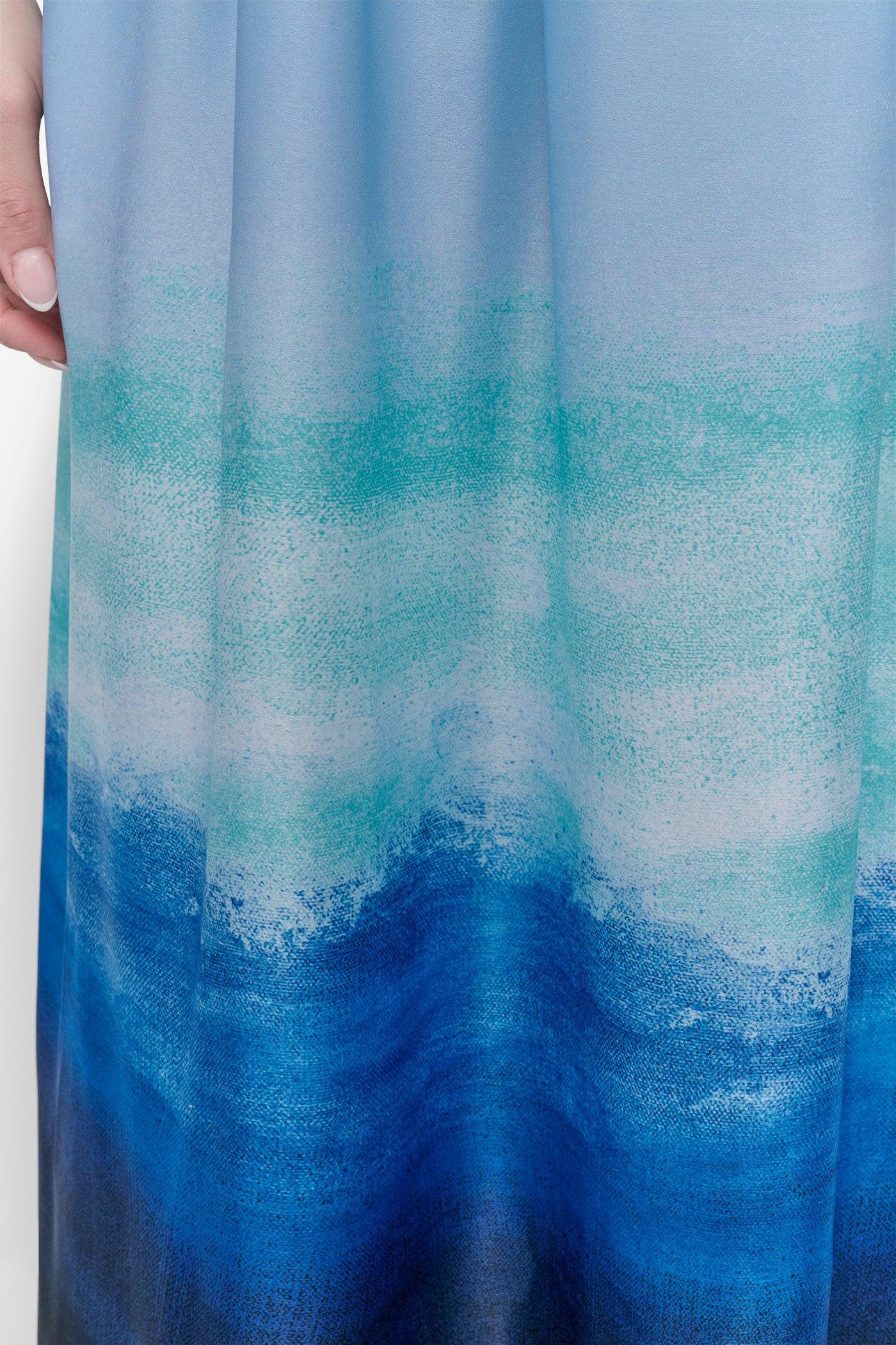 SLEEVELESS PRINTED SATIN DRESS Product Image