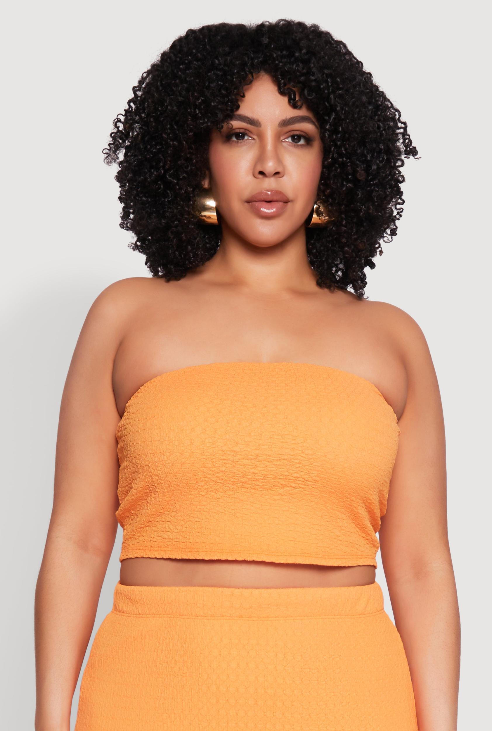 Womens Plus Size Textured Knit Tube Top Product Image