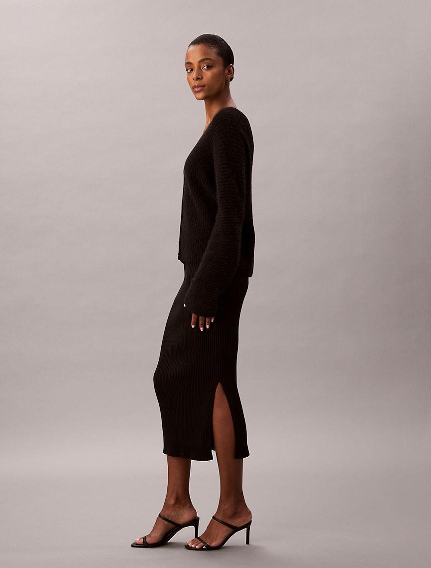 Smooth Cotton Rib Midi Skirt Product Image