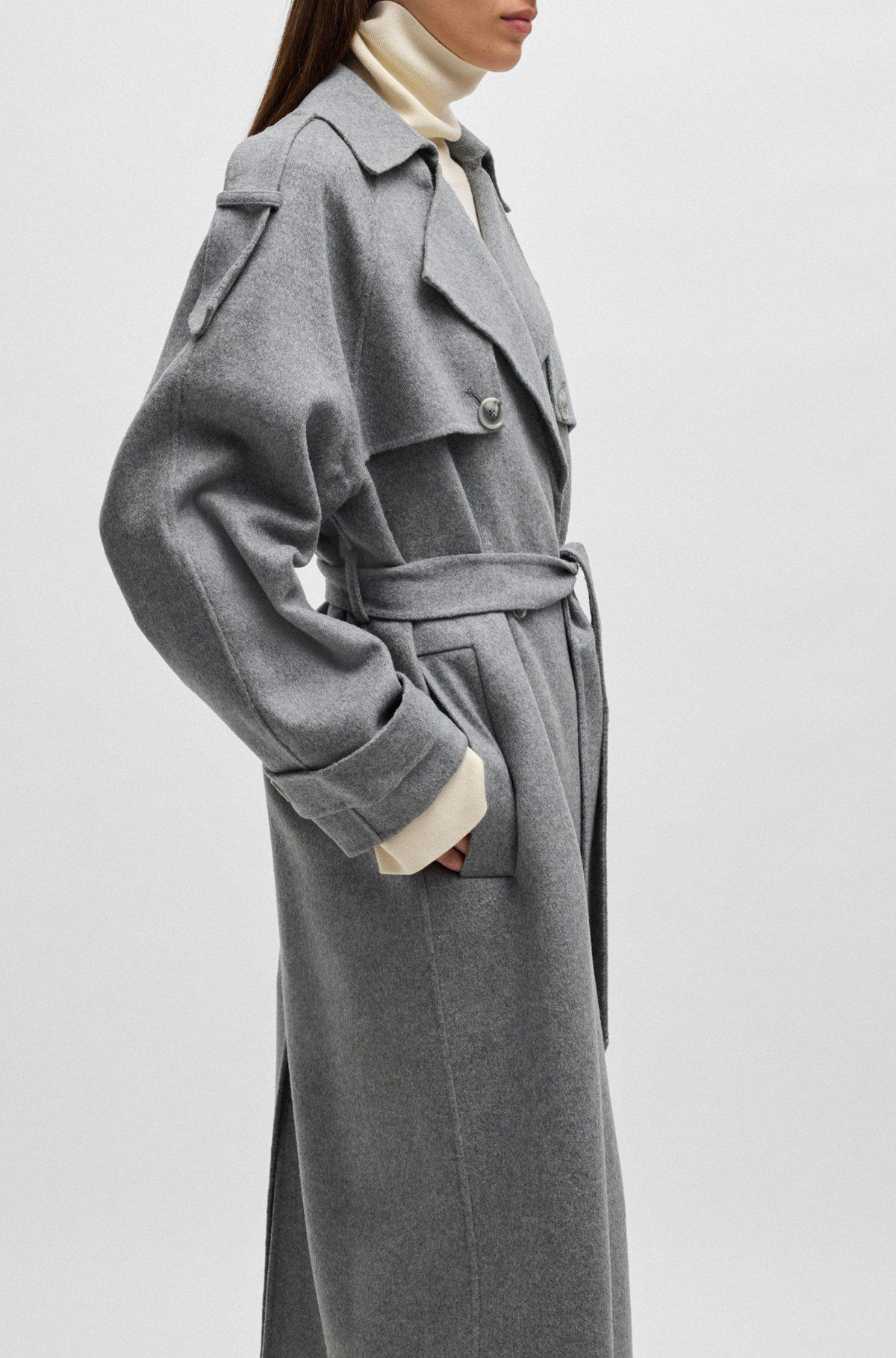 BOSS - Belted trench coat in a wool blend - Silver Product Image