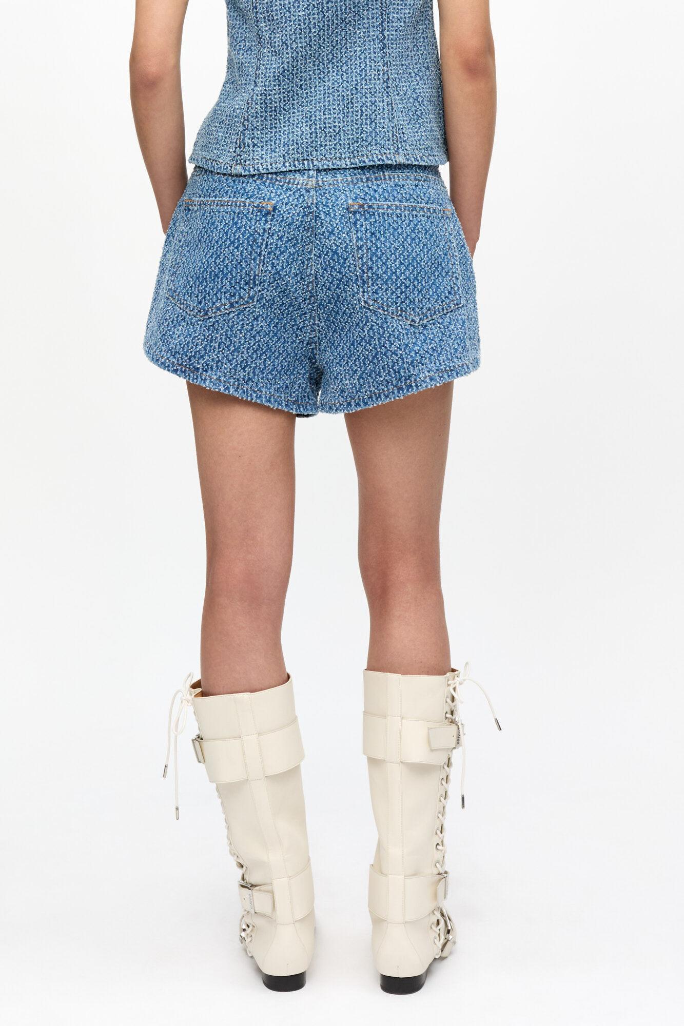 Light Blue Textured Shorts Product Image