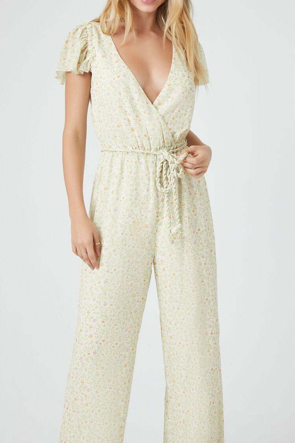 Ditsy Floral Surplice Jumpsuit | Forever 21 Product Image