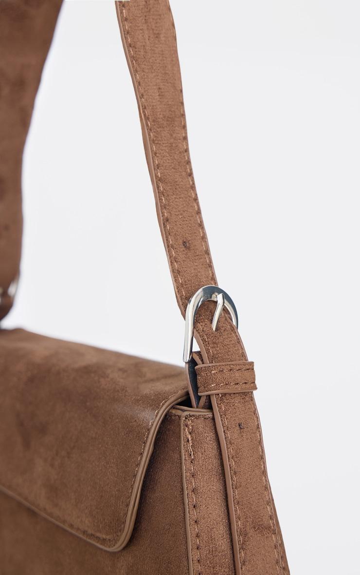 Chocolate Faux Suede Trapeze Shoulder Bag Product Image