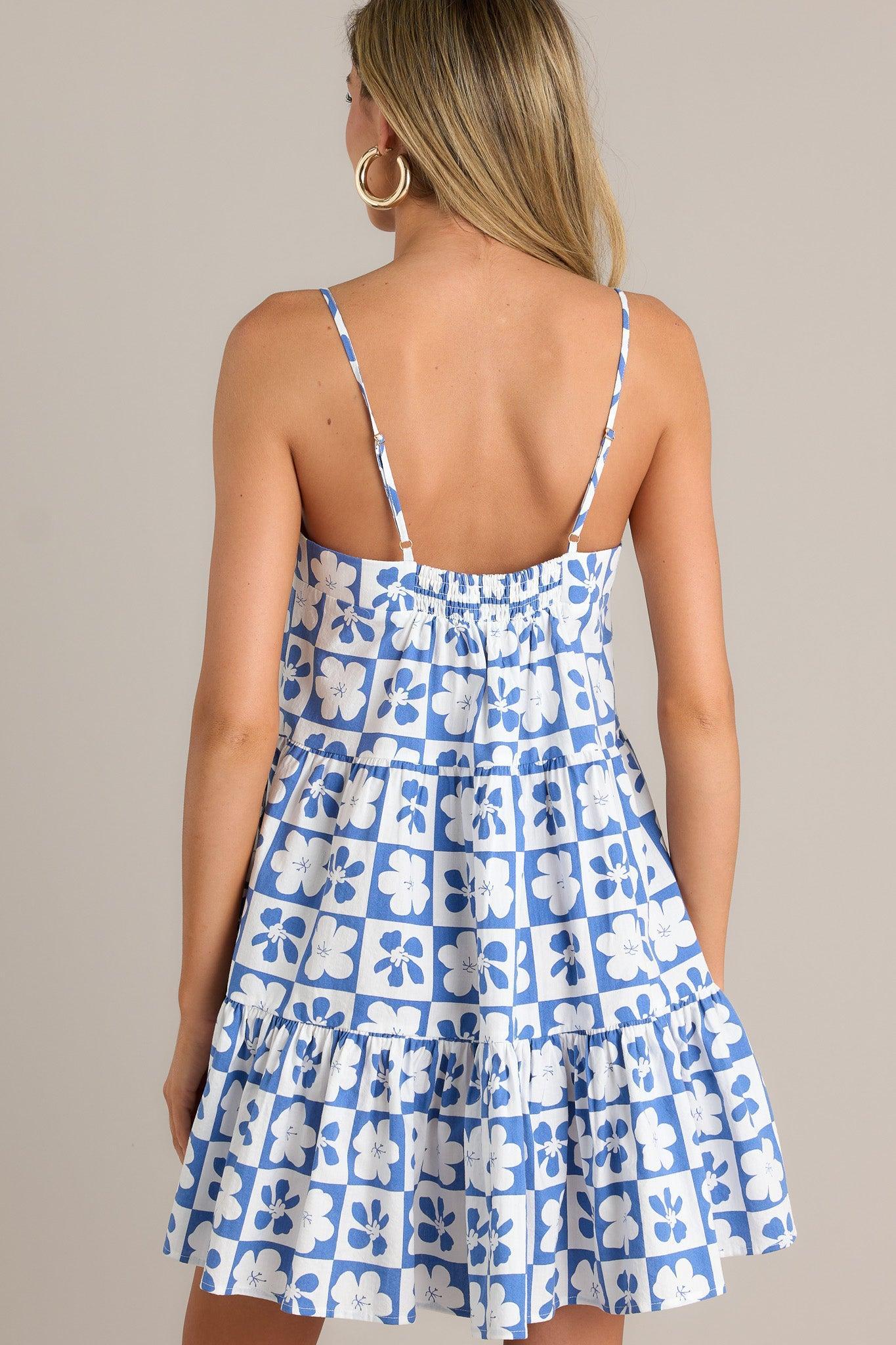 MINKPINK Vivi Blue Floral Tiered Mini Dress Product Image