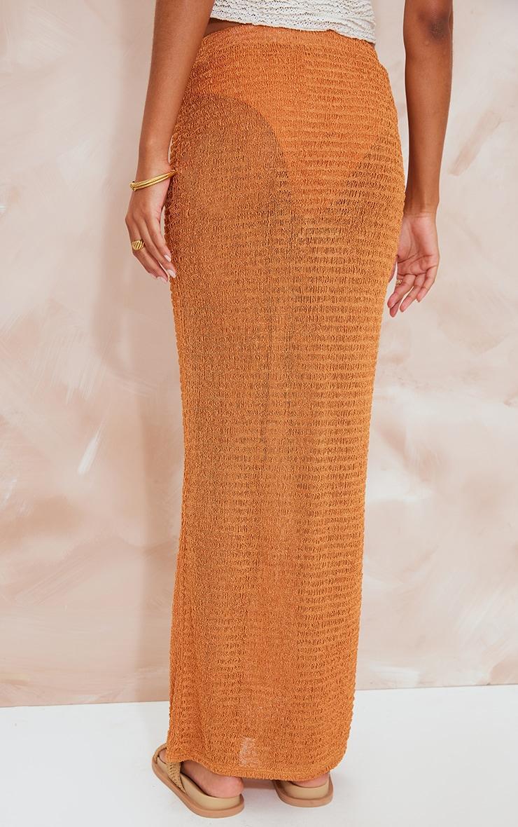 Orange Textured Sheer Midaxi Skirt  Product Image