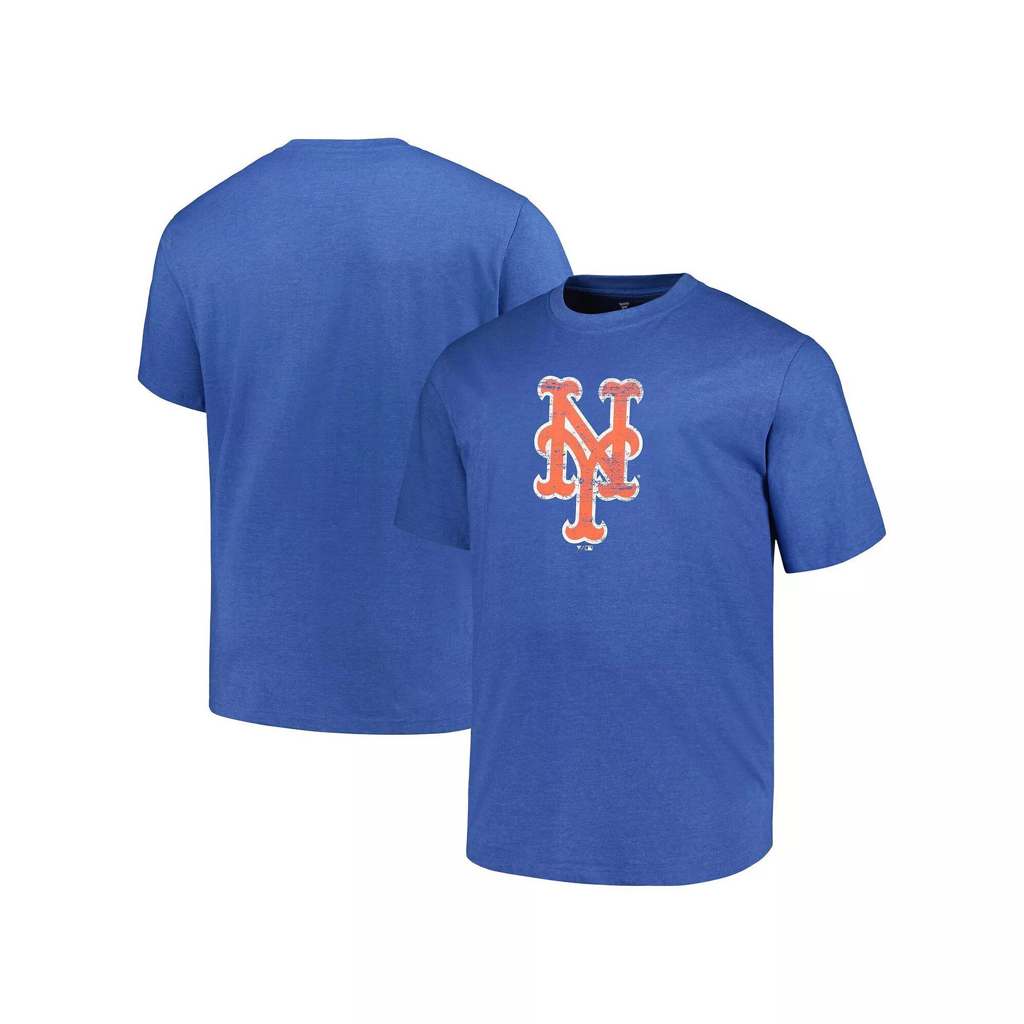 Men's Profile Heather Royal New York Mets Big & Tall Weathered Logo T-Shirt, Size: 5XLT, Blue Product Image