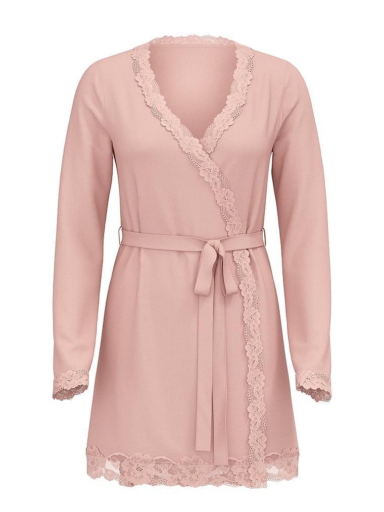 Modal Soft Lace-Trim Wrap Robe Product Image