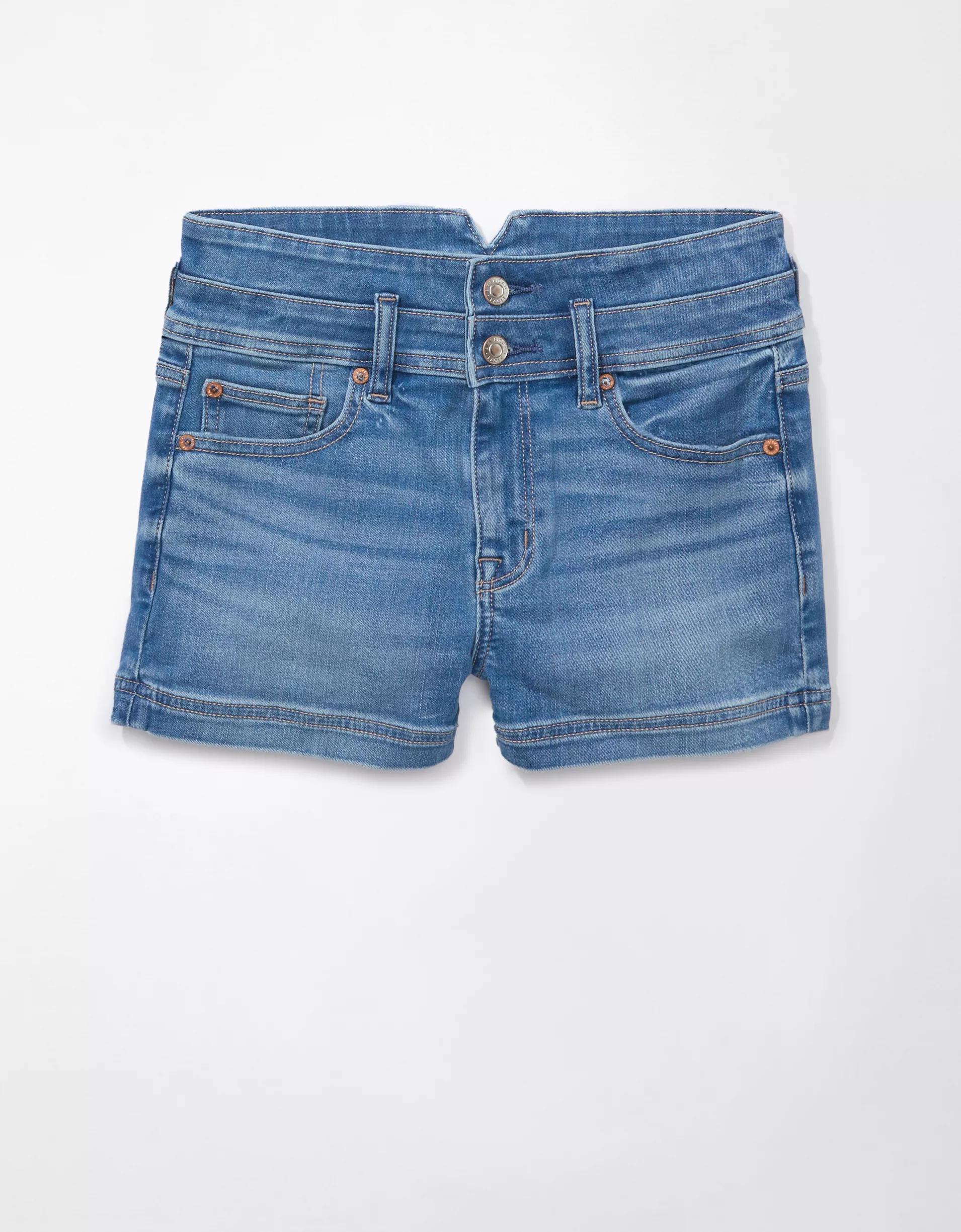AE Next Level Super High-Waisted Denim Short Short Product Image