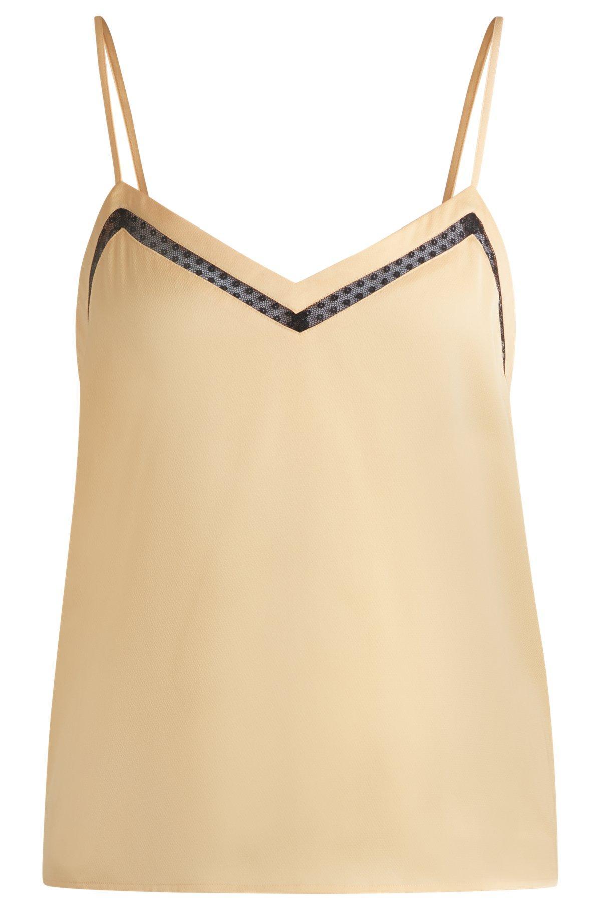 Hammered-satin camisole with lace insert Product Image