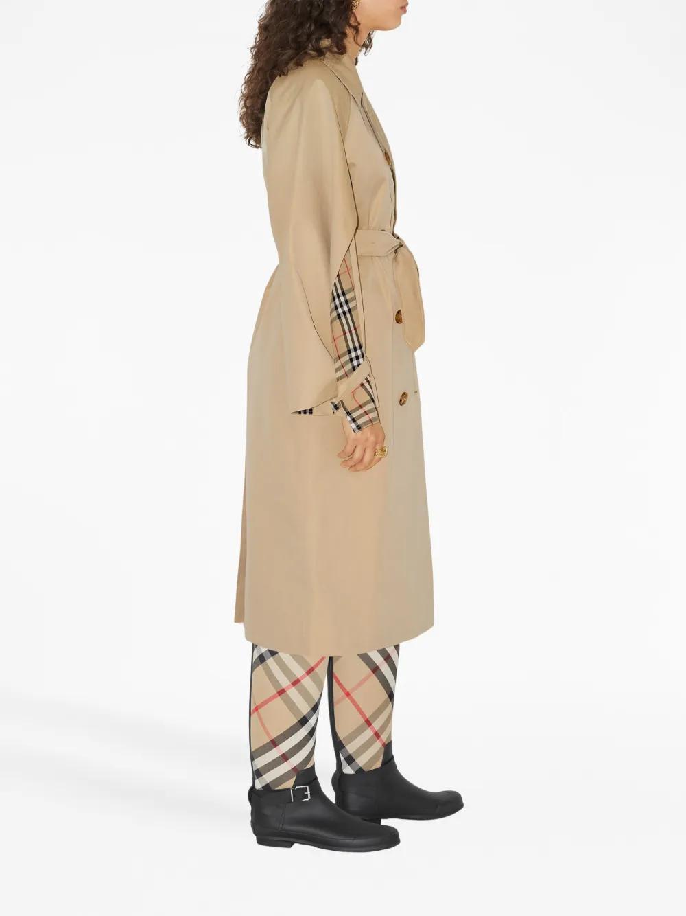 Check-pattern cotton trench coat Product Image