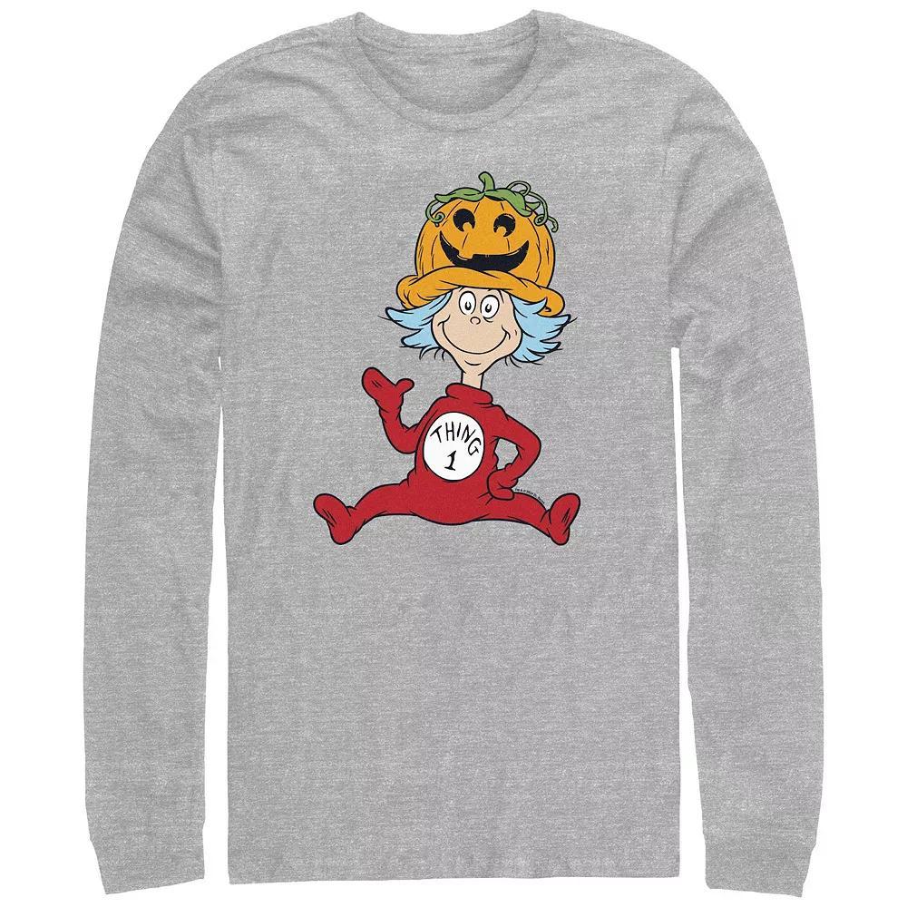 Men's Dr. Seuss Thing 1 Pumpkin Hat Long Sleeve Graphic Tee, Size: 3XL Tall, Athletic Grey Product Image