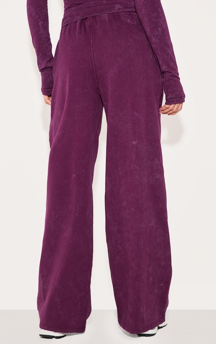 PRETTYLITTLETHING Plum Washed Low Rise Oversized Wide Leg Sweatpants Product Image