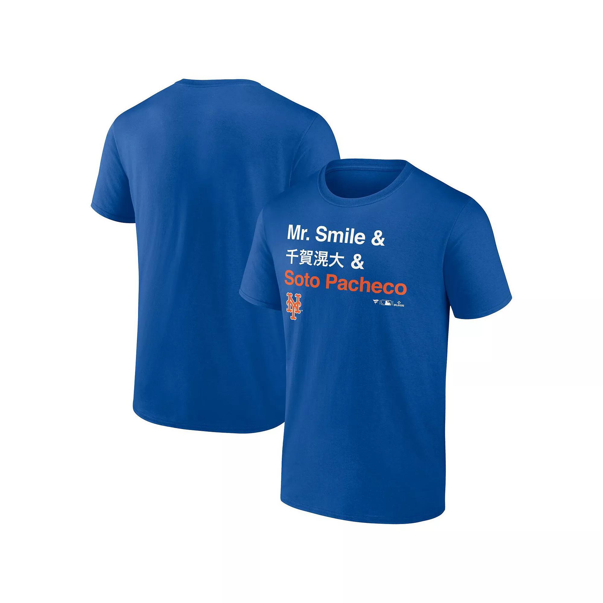 Men's Fanatics Juan Soto Royal New York Mets Mr. Smile and Soto Pacheco T-Shirt,  Product Image