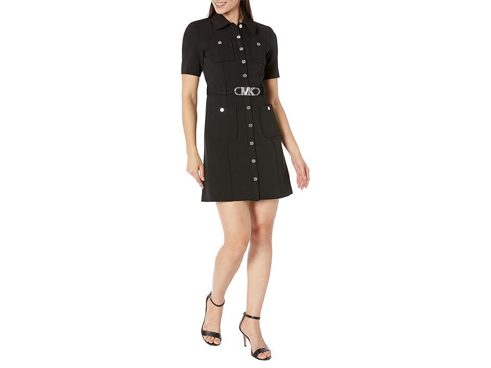 Stretch Crepe Belted Utility Dress Product Image