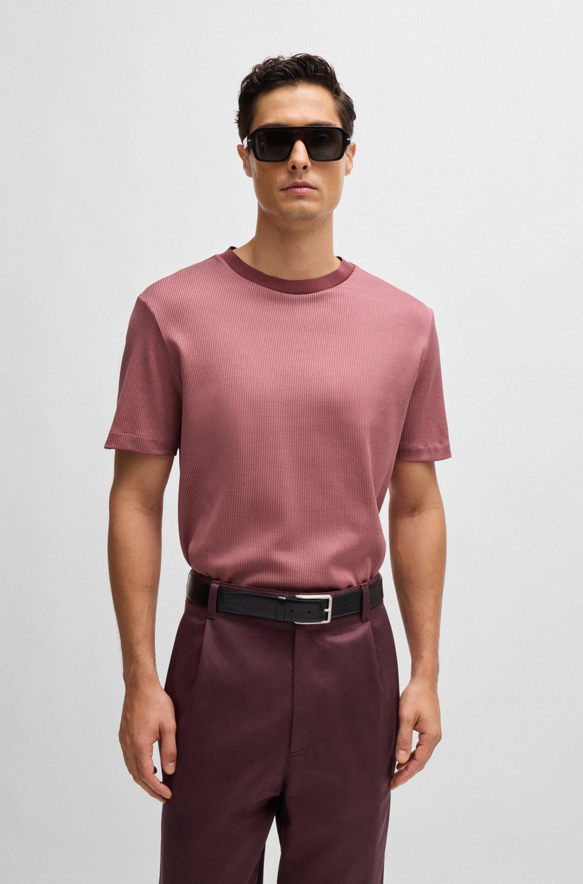 Regular-fit T-shirt in structured cotton Product Image