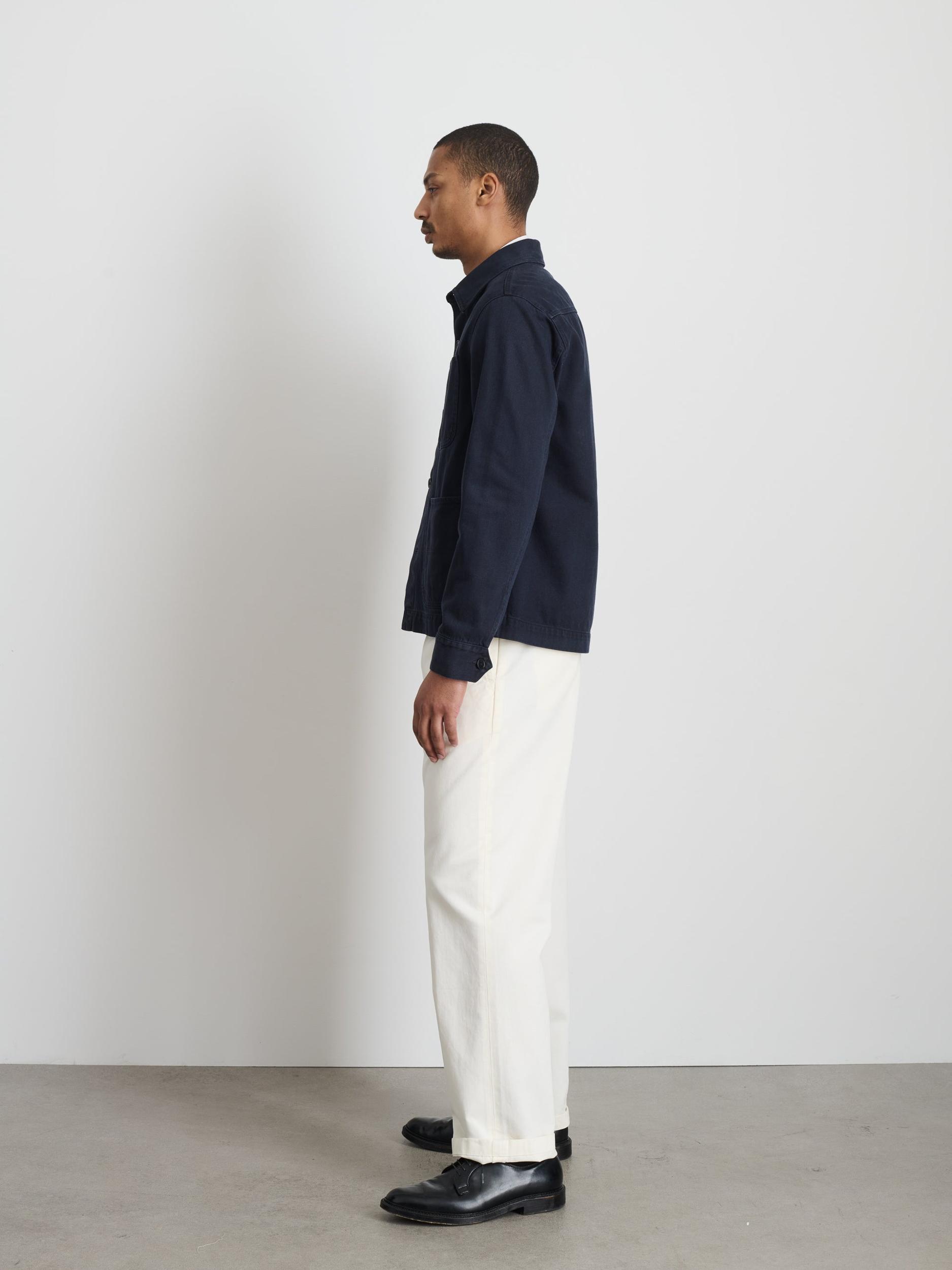 Garment Dyed Work Jacket in Recycled Denim Product Image