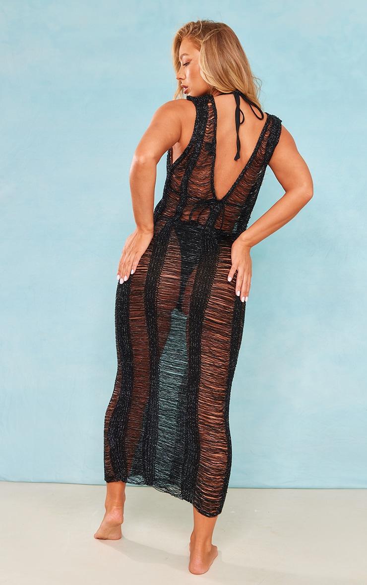 Black Laddering Crochet Glitter Maxi Dress Product Image