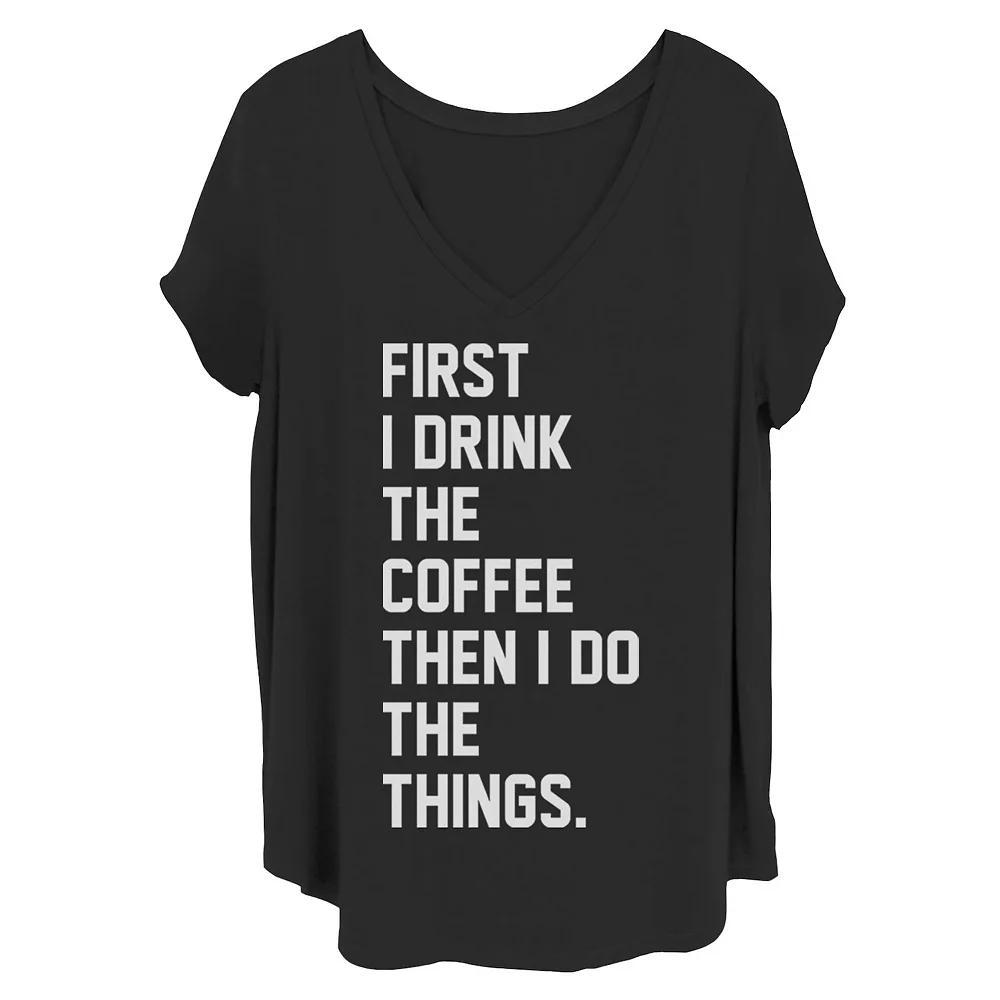 Juniors' Plus Size Coffee Text Tee, Girl's, Size: 4XL, Black Product Image