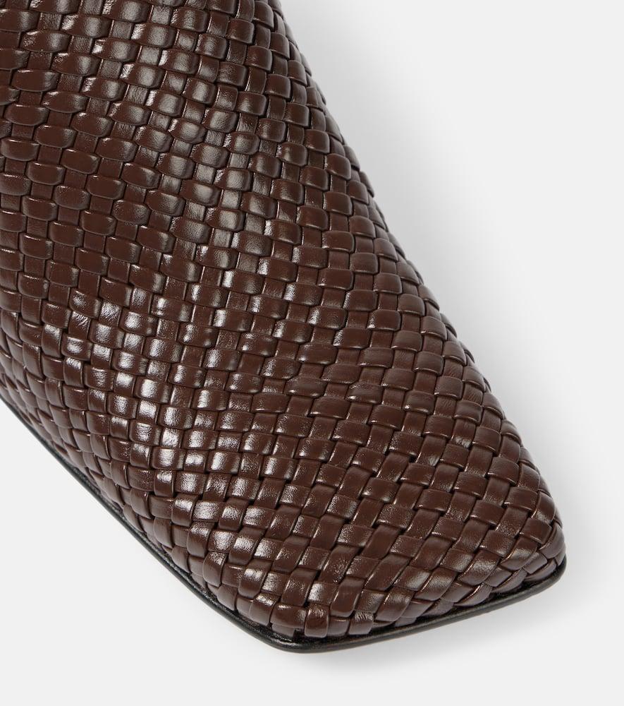 SOULIERS MARTINEZ Jacinta Woven Leather Mules In Brown Product Image