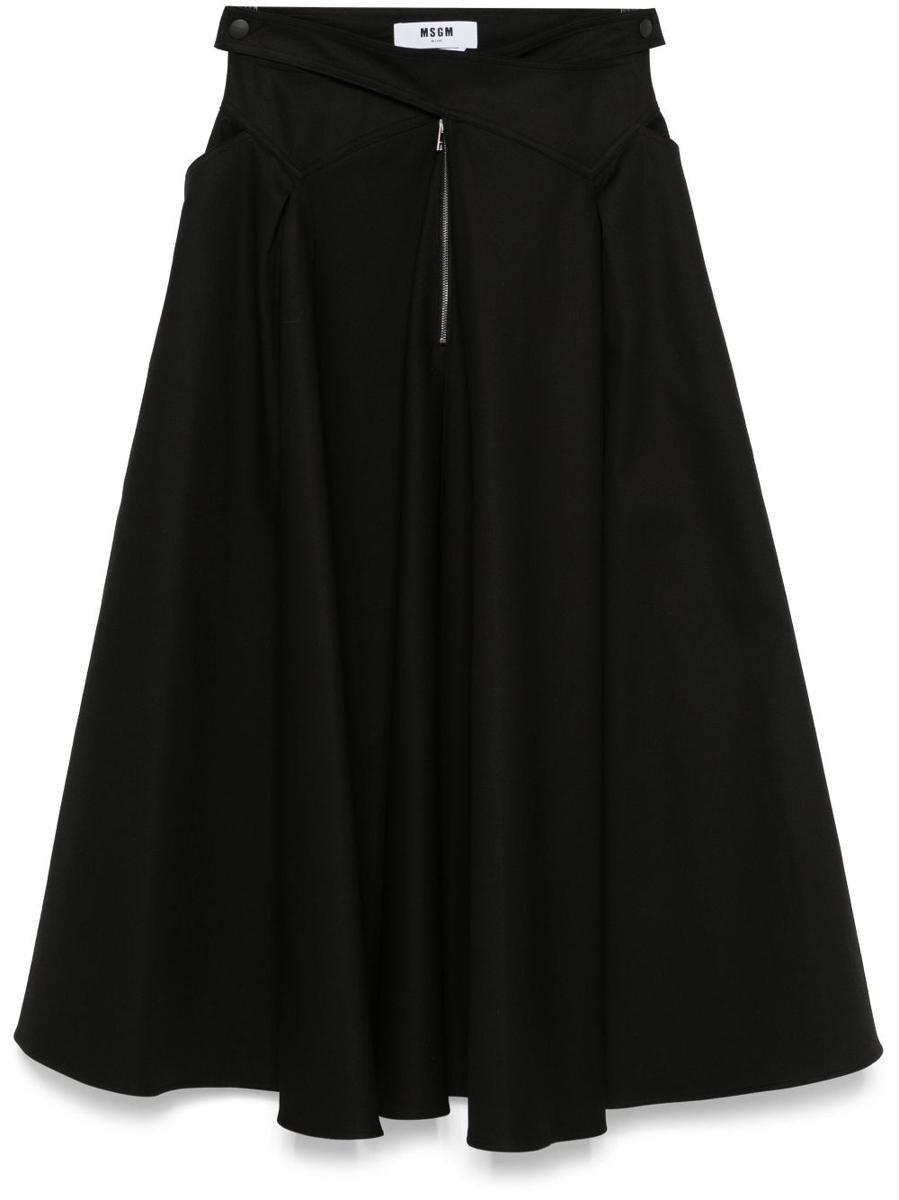 MSGM Black Flared Long Skirt Product Image