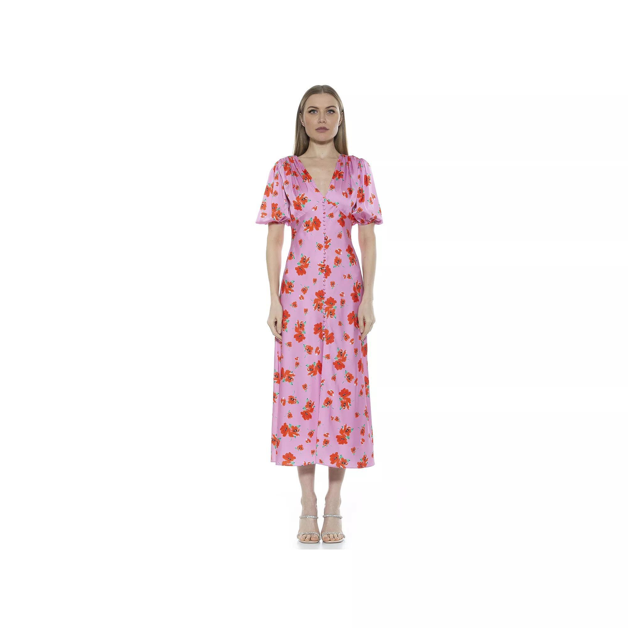 Women's ALEXIA ADMOR Lorelei Bubble Sleeve Midi Dress,  Product Image