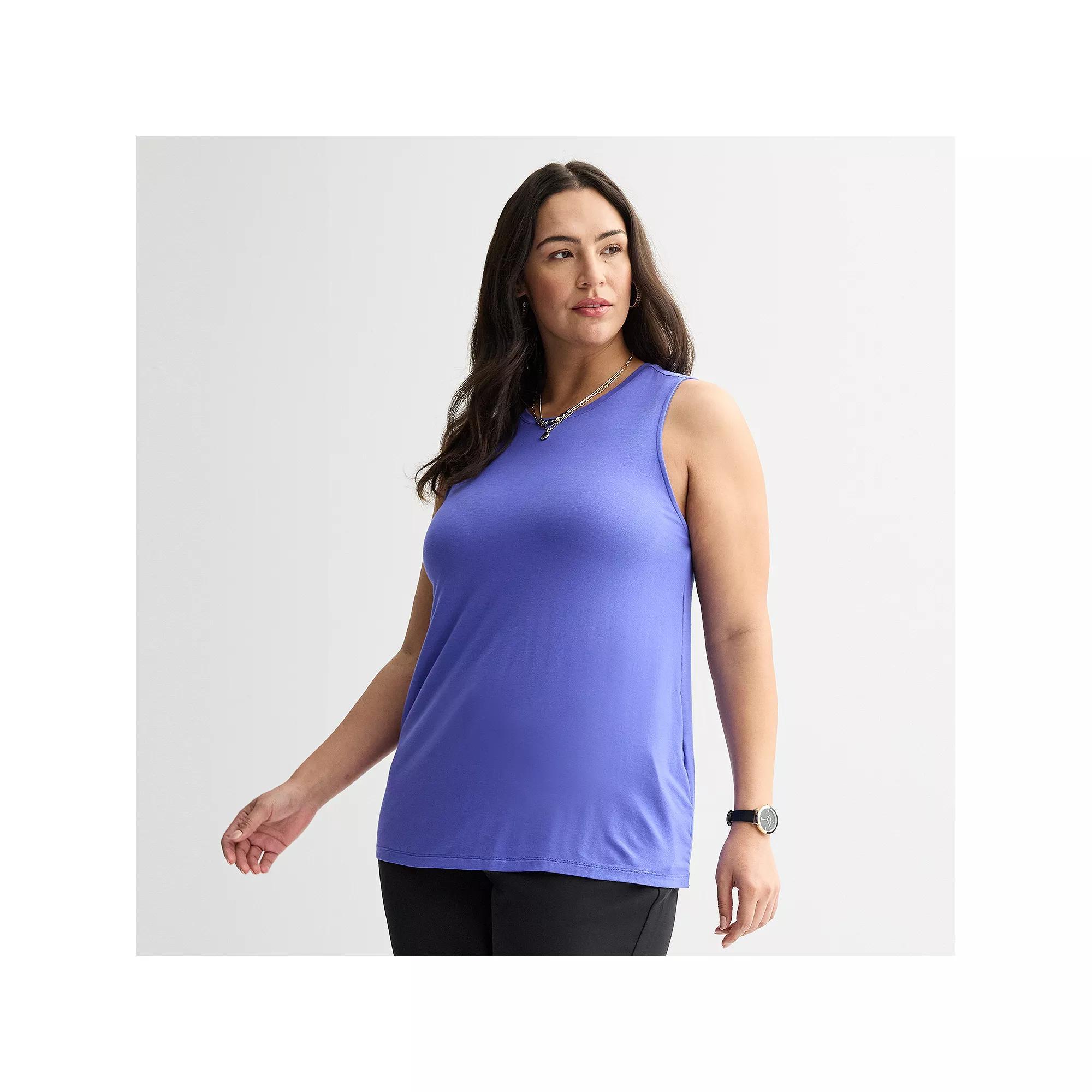 Plus Size Nine West Essential Easy High-Neck Tank, Women's, Size: 0X, Wesley Purple Product Image