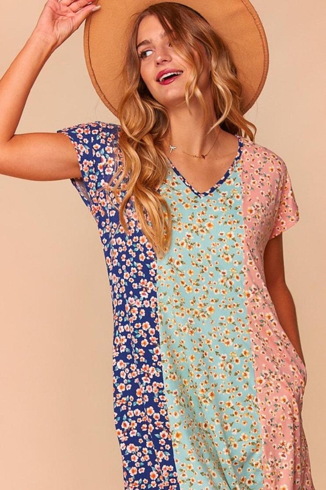 Floral Color Block Dress Product Image