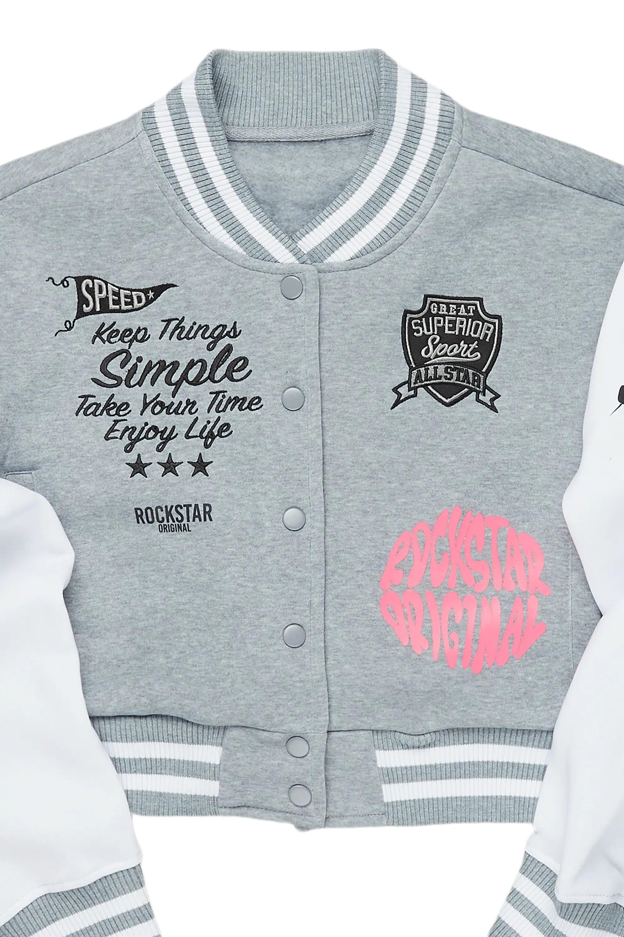 Talyka Heather Grey Varsity Jacket Female Product Image