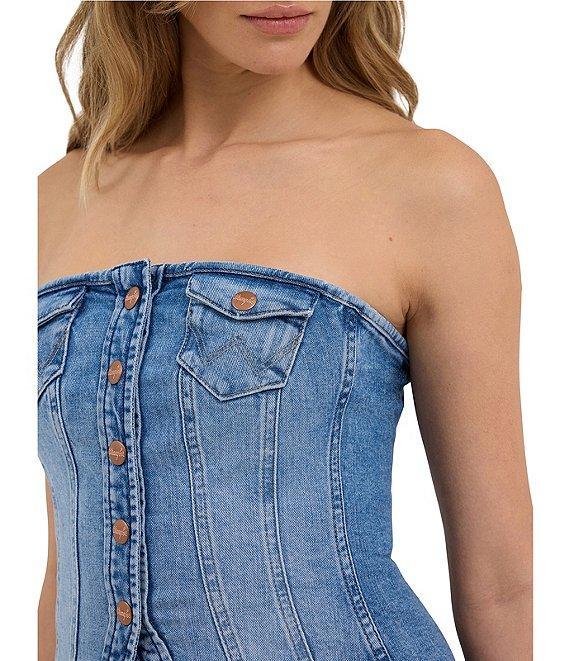 Wrangler Strapless Button Front Denim Bustier Product Image