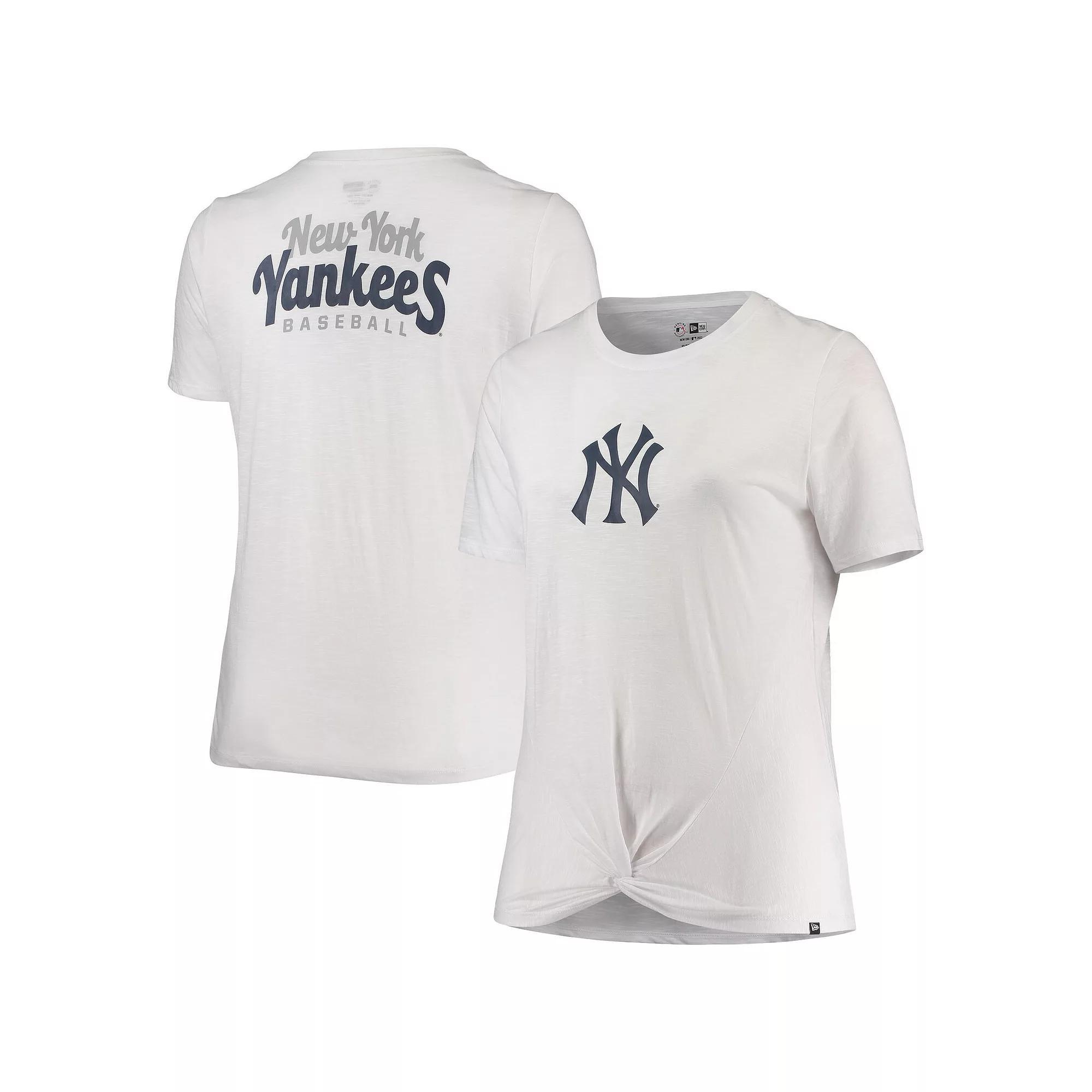 Women's New Era White New York Yankees Plus Size 2-Hit Front Knot T-Shirt, Size: 4XL Product Image