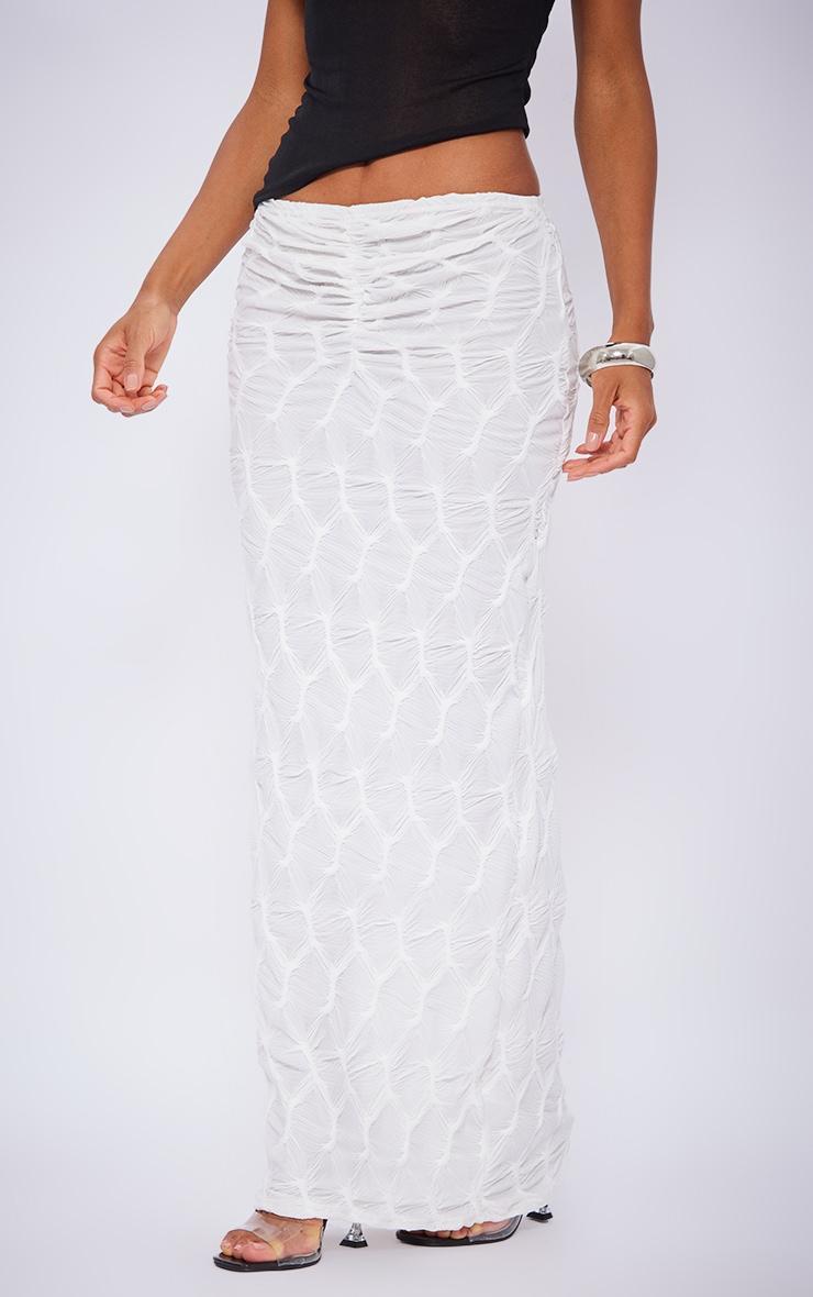 Cream Jersey Textured Maxi Skirt Product Image