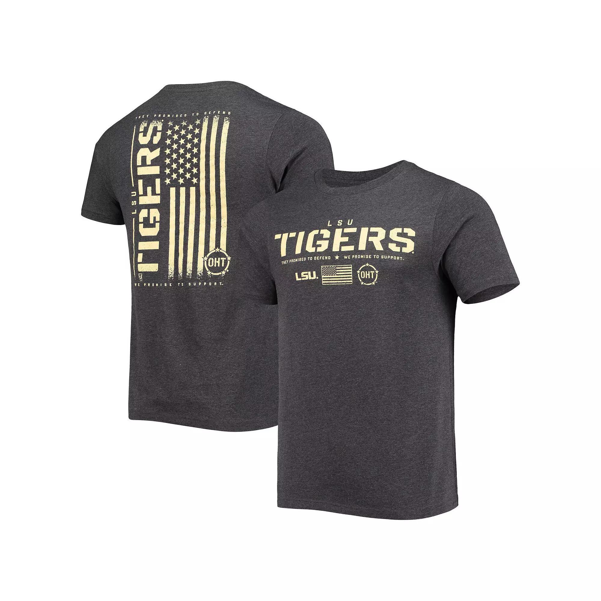 Men's Colosseum Heathered Black LSU Tigers OHT Military Appreciation Flag 2.0 T-Shirt, Size: Large, Charco Product Image