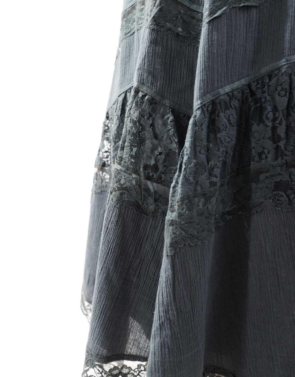 Reclaimed Vintage western skirt with lace inserts Product Image