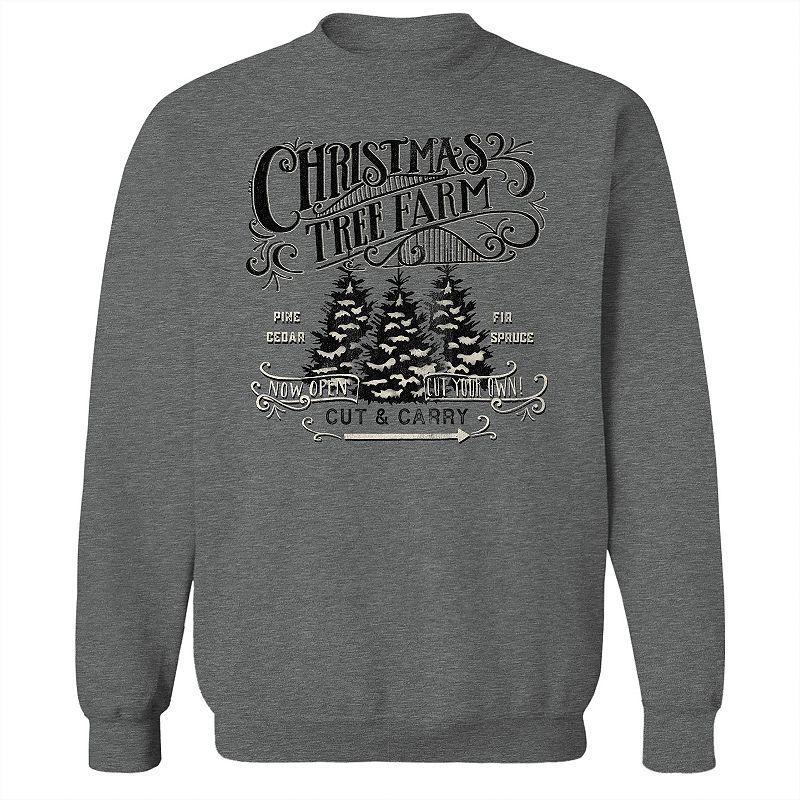 Mens Christmas Tree Farm Fleece Sweatshirt, Womens Grey Heather Product Image