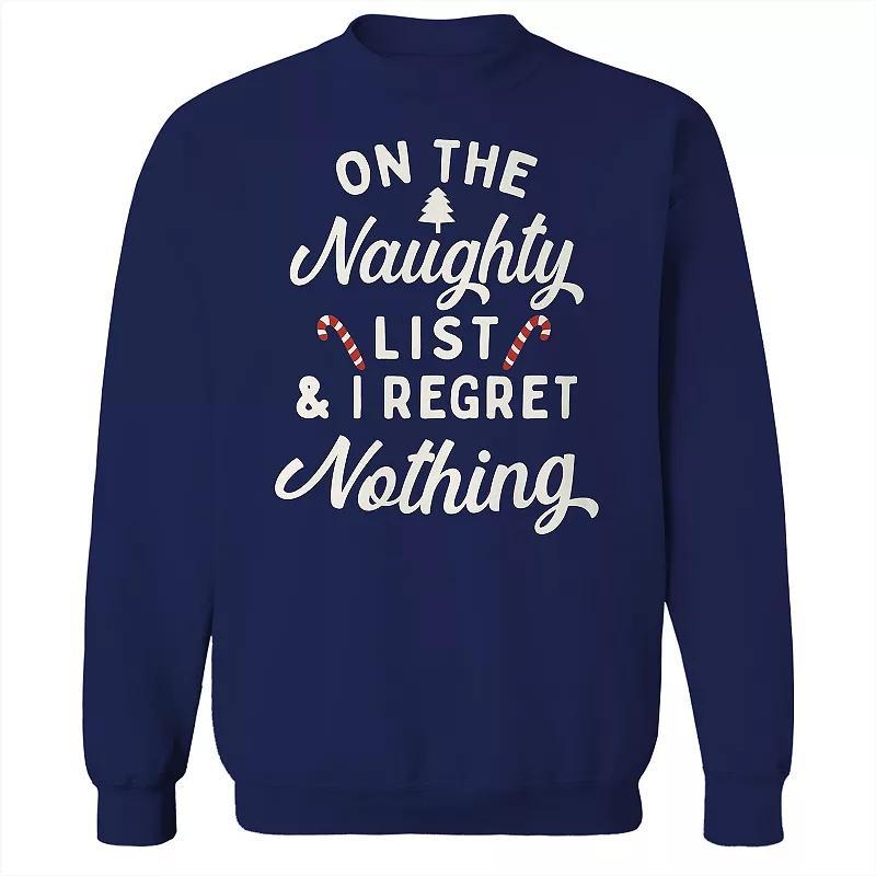 Mens On the Naughty List Fleece Sweatshirt, Womens Blue Product Image