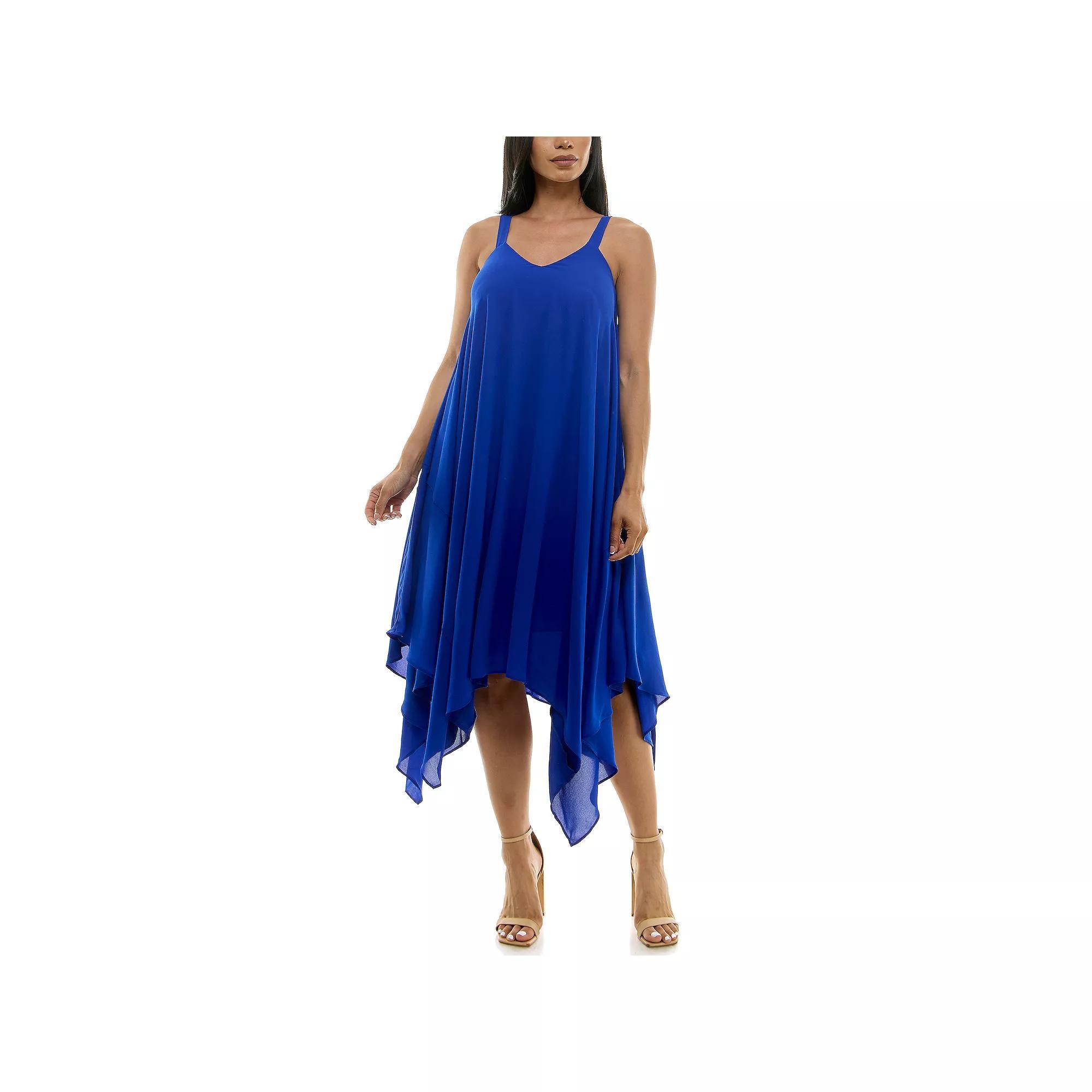 Women's Nina Leonard Uneven Hem Dress, Size: Medium, Blue Product Image