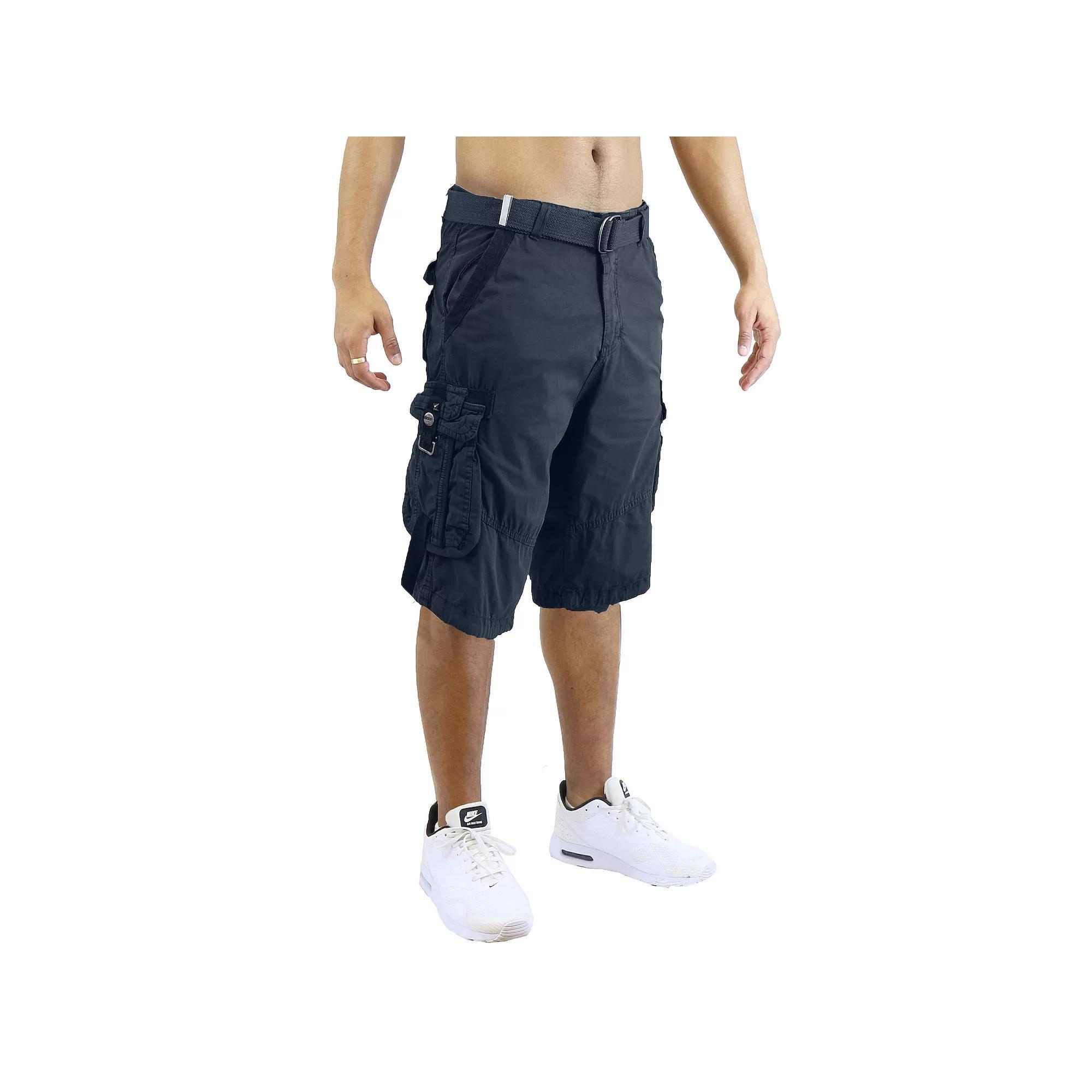 Men's Blu Rock 13.5" Distressed Cargo Shorts With Belt,  Product Image