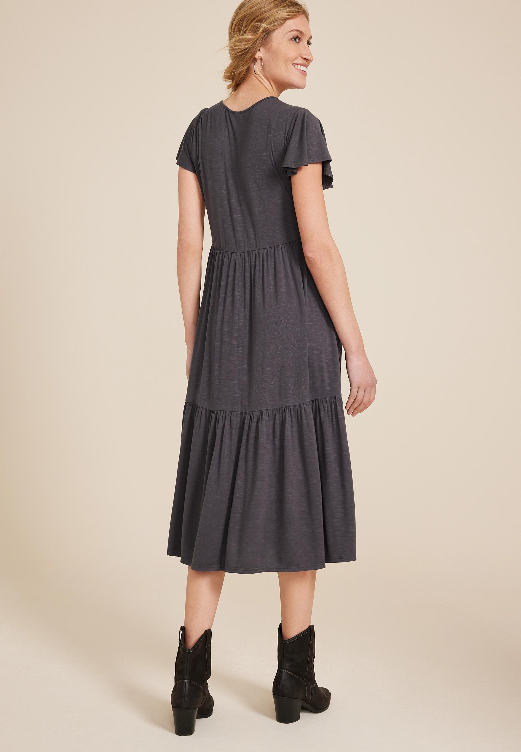 24/7 Flutter Sleeve Midi Dress Product Image